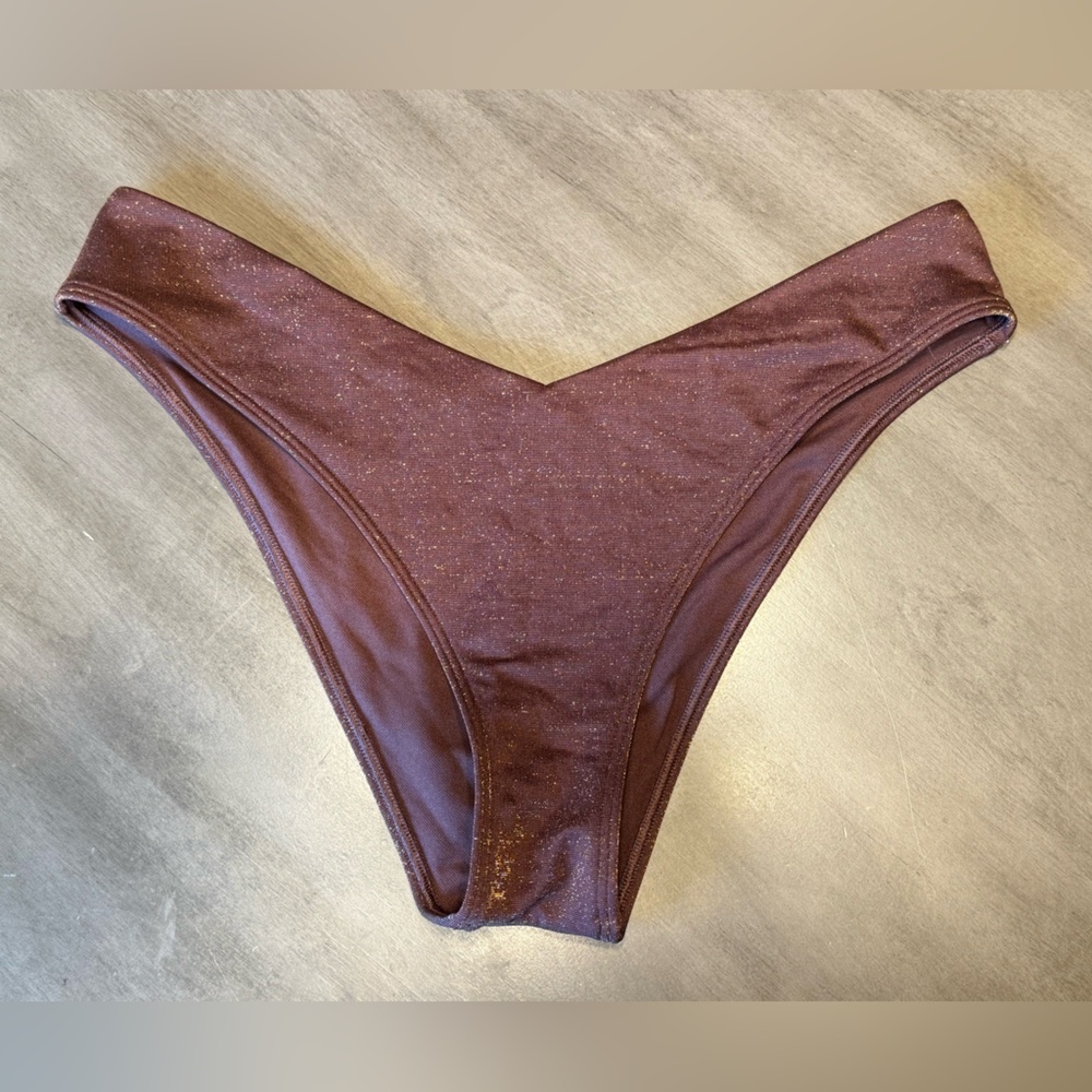 Abercrombie & Fitch Tall Side High Leg Cheeky Bikini - Brown Shimmer - size Med